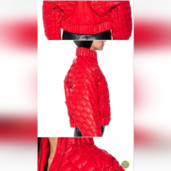 💘❣️NEW ARRIVAL Puff Puff Weave: Red Bomber Coat - Size 1X❣️💕 - Picture 2 of 4